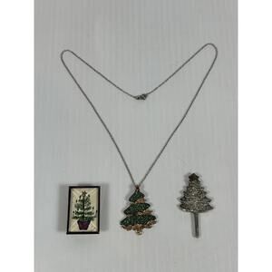 Christmas Pin Brooches Necklace Rhinestone Fashion‎ Jewelry Loose Tree